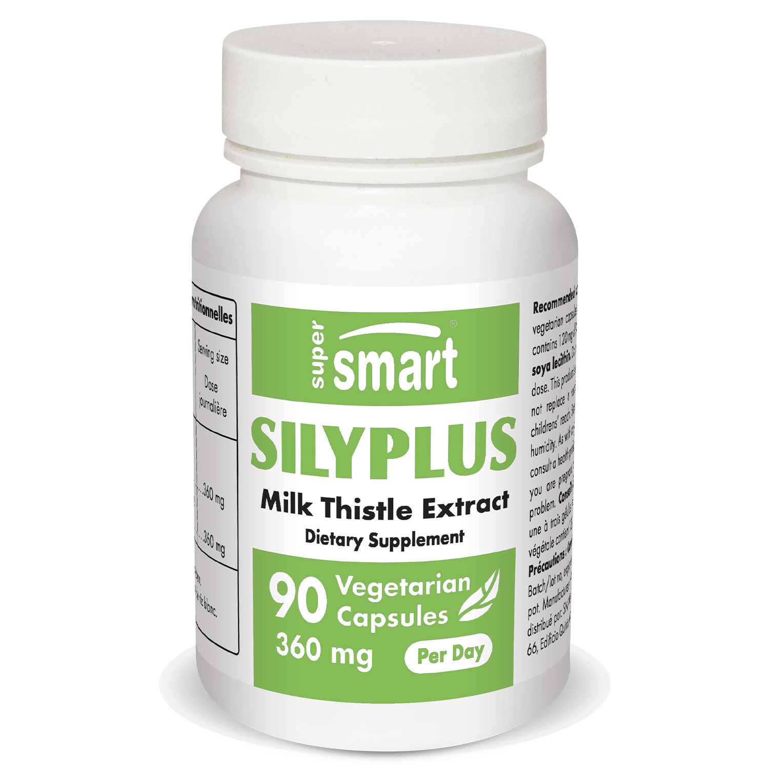 Supersmart Silyplus (Silymarin Milk Thistle Extract) 360 mg per Day  Support Liver Detox  Cleanse Non-GMO  Gluten Free 90 Vegetarian  Capsules