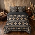 thumbnail image 3 of Manfei Boho Aztec Tribal Queen Bedding, Bohemian Geometric Bedding Comforter Set Queen, Gold, Black Reversible 7-Piece, 3 of 6