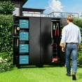 thumbnail image 5 of 71" Metal Tools Storage Cabinet with Doors and Shelves, Outdoor Storage Sheds with Lock, Black Cleaning Supplies Organization Cabinet with Hanging Rod for Garage, Outdoor,$$Garden & Patio, 5 of 7