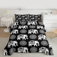 thumbnail image 2 of Feelyou Hippie Black Elephant Bedding Comforter Set, Tribal Damask Flower Twin Comforter Sets, Teens Kids Boys Girls Reversible Bedding Set, Luxury Bedroom Decor, 2-Piece, 2 of 8