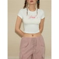 thumbnail image 6 of Yunliwuli Women Crop Basic T-Shirts Summer Bow/Fruit Print Short Sleeve Tops Casual Pullovers for Streetwear Aesthetic Clothes, 6 of 9