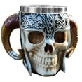thumbnail image 5 of Stainless Steel Skull Mug Viking ram homed Pit Lord Warrior Beer Goat Horn Resin tankard Coffee Mugs Tea Cup Halloween bar Gift, 5 of 6