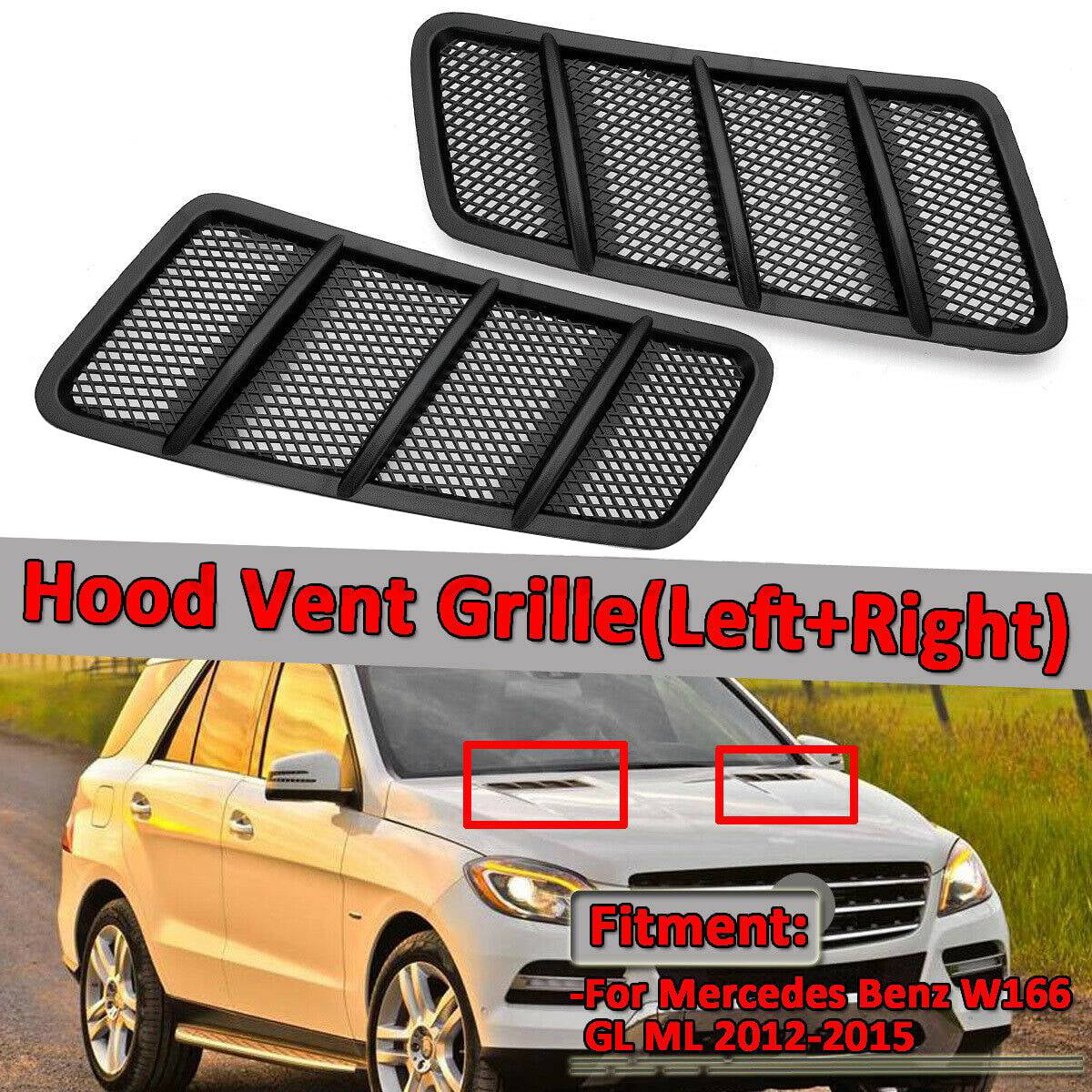 wroadavee Exterior Front Hood Air Vent Cover Trim for Mercedes-Benz ML W166 2012-2015 GL X166 2013-2015 