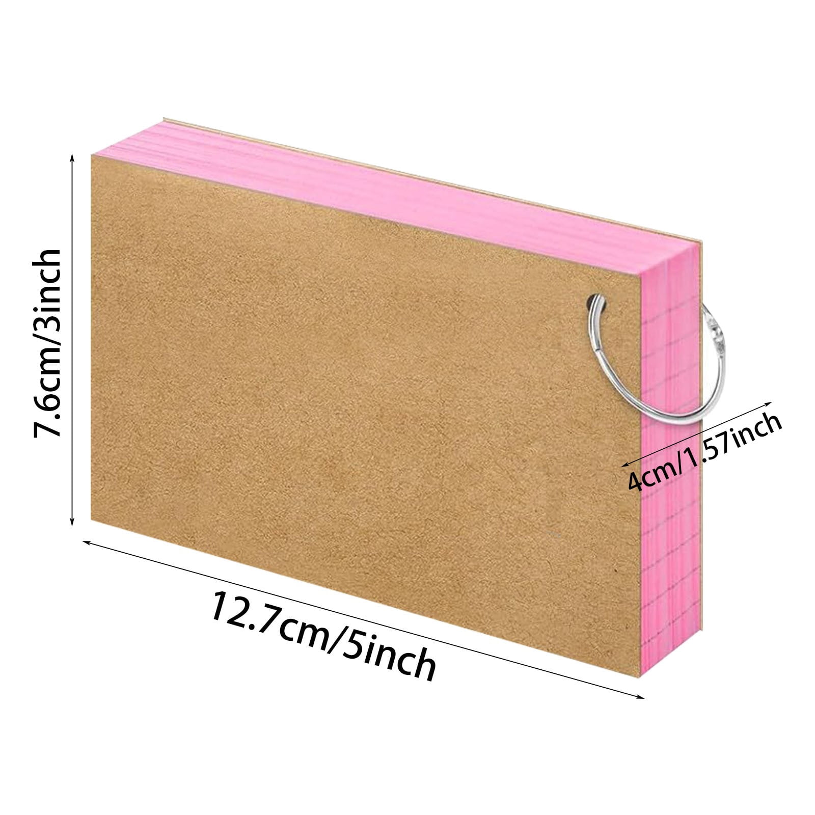 Index Cards 3x5 Inch with Key Ring, Color Flash Index Card 100 Sheets Each, Durable Portable Note Taking for Students Teachers Study Note Cards for Office Home Office 5 Pcs