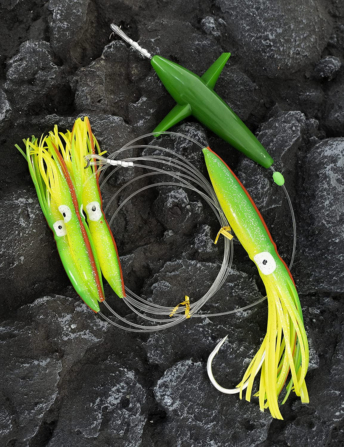 BLUEWING Daisy Chain Big Game Daisy Bird Bulb Squid Trolling Bird Tuna Lures Fishing Teasers for Marlin Sailfish Fishing Yellow/ Green