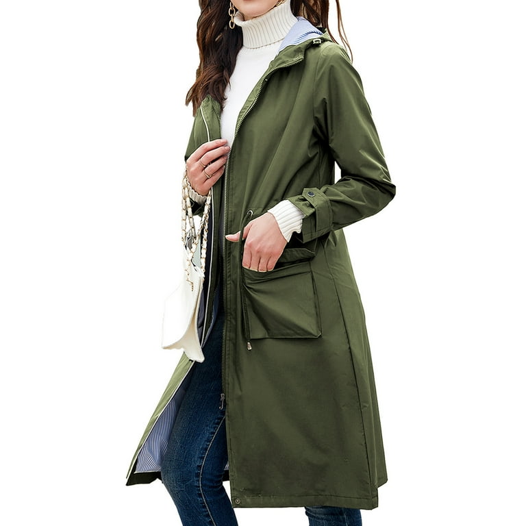 Homgro Women's Hooded Rain Jacket Long Waterproof Raincoat Homgro Women's Hooded Rain Jacket Long Waterproof Raincoat