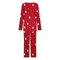 thumbnail image 5 of Puntoco Conjuntos de pijama cómodos para mujer Conjunto de pijama informal con cuello en V y pantalones largos con estampado navideño para mujer, 5 of 5