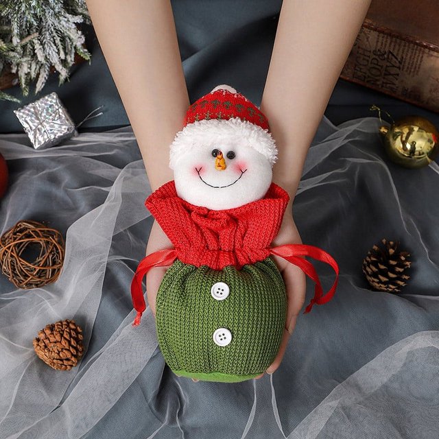 Puntoco Bolsas de muñeca Winwifly con cordón Bolsas de regalo de Papá Noel de punto reutilizables con cordón Papá Noel