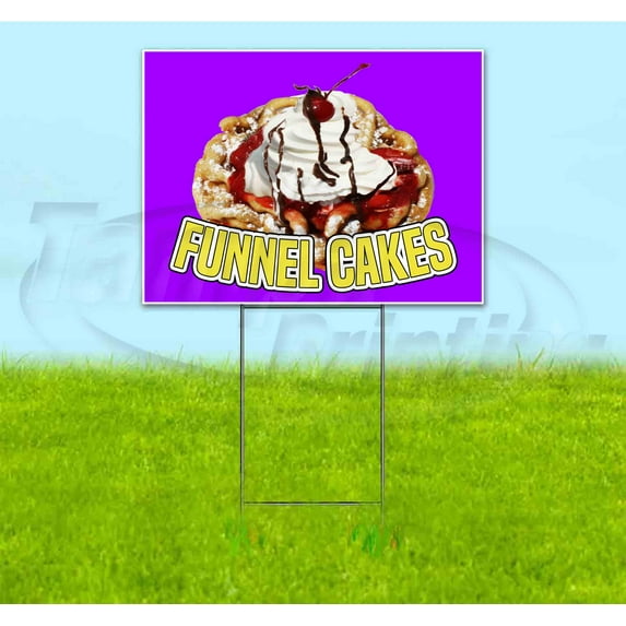 Funnel Cakes (18" x 24") Yard Sign, Includes Metal Step Stake