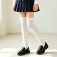 thumbnail image 2 of Wlynlyn Girls Knee High Socks Thigh High Stockings with Bow Tights Hollow Knit Bow Preppy Uniform Calf Socks(7-8 Years,White), 2 of 6