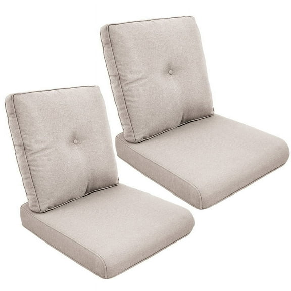 POCASSY Patio Furniture Cushions Set of 2, 22.5"*22.5" Outdoor Cushion for Patio Furniture, Water Resistant, Fade Resistant, Deep Seat Seat and Back Cushion for Chair, Sofa, and Couch, Beige