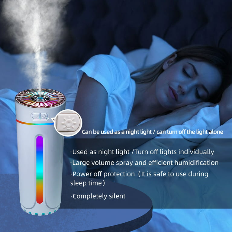 Portable Small Cool Mist Air Humidifiers 300ML, USB Desktop Mini Humidifier  for Car, Bedroom, Baby Room, Plants, Office with Auto Shut Off & Night  Light, 2 Spray Modes, Super Quiet Humidifier (White) 