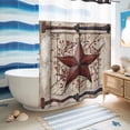 thumbnail image 5 of No Hook Shower Curtain, Texas Star Retro Shower Curtains for Bathroom with See Through Top Window, Red Wooden Berry Vintage Waterproof & Washable Bath Curtain 60"x72", 5 of 9