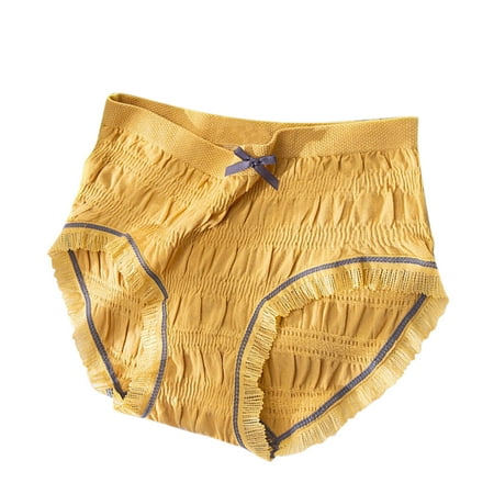 

Zuwimk Womens Panties Women s Cotton and Lace Thong Underwear Yellow One Size