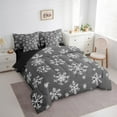 thumbnail image 3 of Erosebridal Cute Snowflake Bedding Sets Twin Size,Gray White Comforter Sets with Sheets,Natural Theme Bed in a Bag Twin Size,Breathable Bedroom Decor Reversible,7-Piece, 3 of 7
