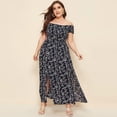thumbnail image 2 of Vestido HUOGUO para mujer, talla grande, hombros descubiertos, estampado floral, 2 of 5