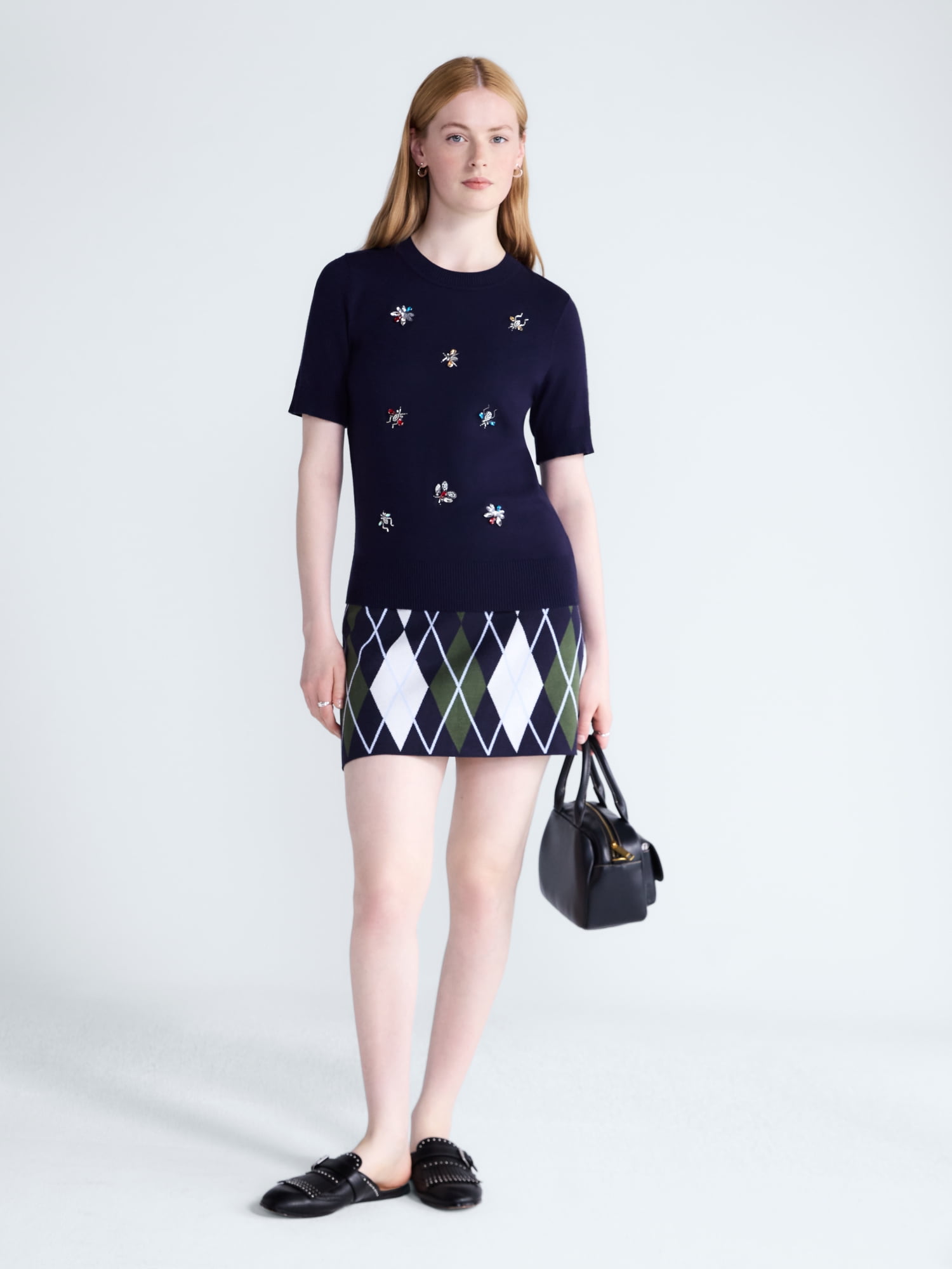 Free Assembly Women's and Women's Plus Embellished Cozy Yarn Sweater with Short Sleeves, Sizes XS-4X