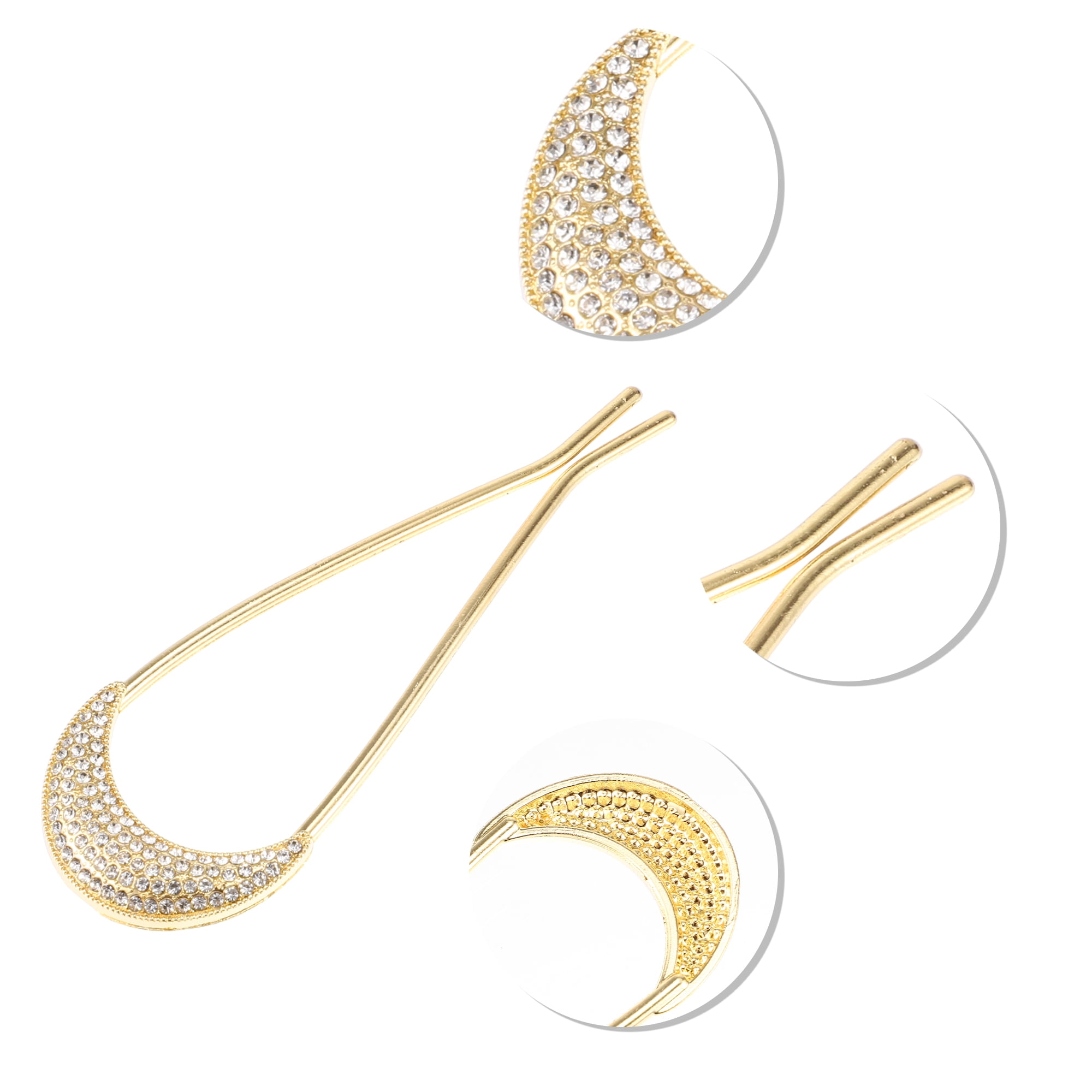 Unique Bargains Classic Moon U-shaped Hair Pins Hair Clips 4.41"x1.54" 1 Pc Gold Tone