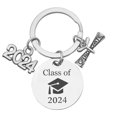 thumbnail image 1 of Llavero de acero inoxidable con colgante circular, regalo de temporada de graduación 2024, llavero de metal con caracteres grabados, 1 of 5