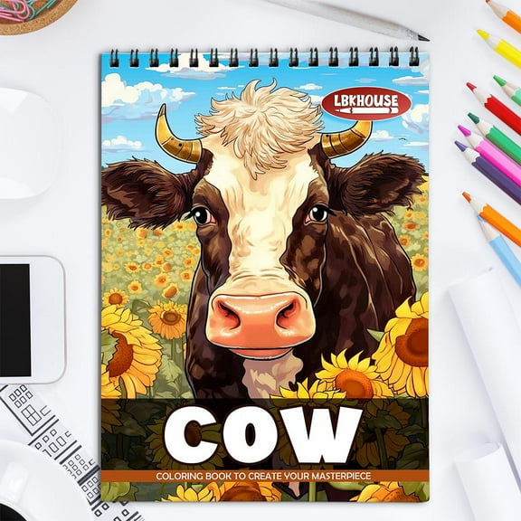 LBKHOUSE Cow Coloring Book for Adult, Spiral Bound, Soft Cover