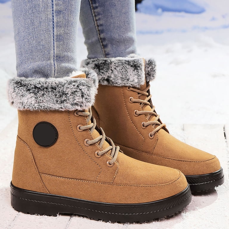 Womens Winter Boots Lace up Snow Ankle Booties Non Slip  display picture 3