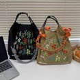 thumbnail image 1 of Cadena de bolas de alta gama, parte superior redonda, flores y plantas, bordado, bolsa de protección del medio ambiente, bolsa de compras, bordado de nailon, 1 of 5