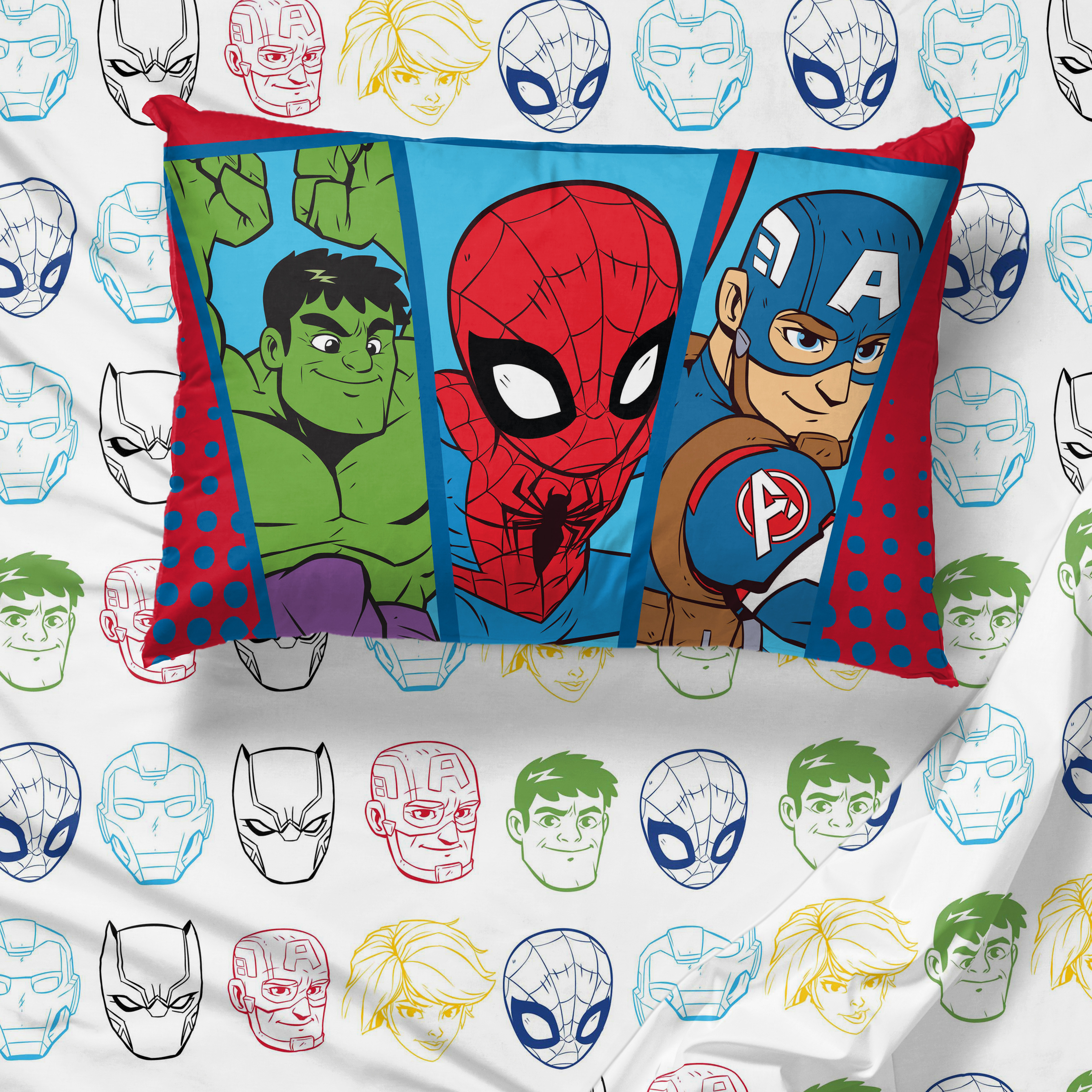 Marvel Super Hero Adventures Set Letto Singolo 4 Pezzi Con Piumino E Lenzuola Avengers Spider-Man Iron Man Hulk