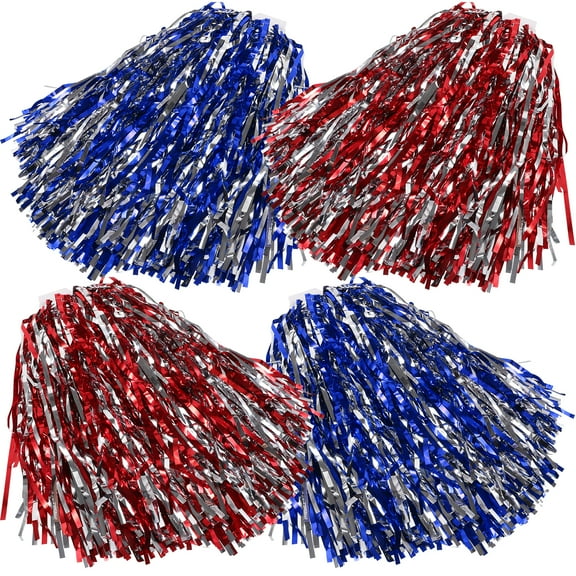 HOMEMAXS  4 Pcs Cheer Teal Cheerleading Pom Poms for Kids Flower Ball