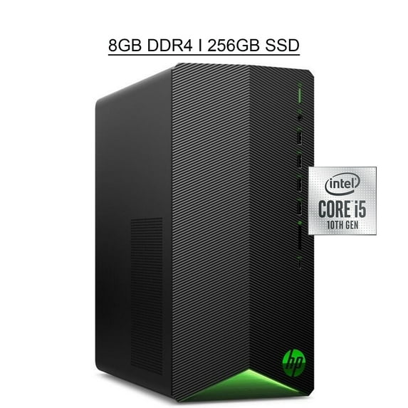 HP Pavilion Gaming Desktop Computer 10th Gen Intel Hexa-Core i5-10400F 8GB DDR4 256GB SSD NVIDIA GeForce GTX 1650 4GB USB Mouse And Keyboard USB-C WiFi5 Bluetooth Win10 Black