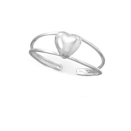 Toe Ring Polished Sweet Heart and Split Band Sterling Silver Toe Ring Polished Sweet Heart and Split Band Sterling Silver