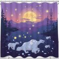 thumbnail image 1 of Whimsical Scène de Nuit Rideau de Douche avec Pleine Lune & Silhouettes d'Ours en Famille, 1 of 4