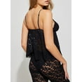 thumbnail image 6 of KelaJuan Women Summer Pants Outfits Low-Cut Tie-Up Spaghetti Strap Lace Cami Tops Mesh See-Through Long Pants 2 Pieces Clothes Set, 6 of 6