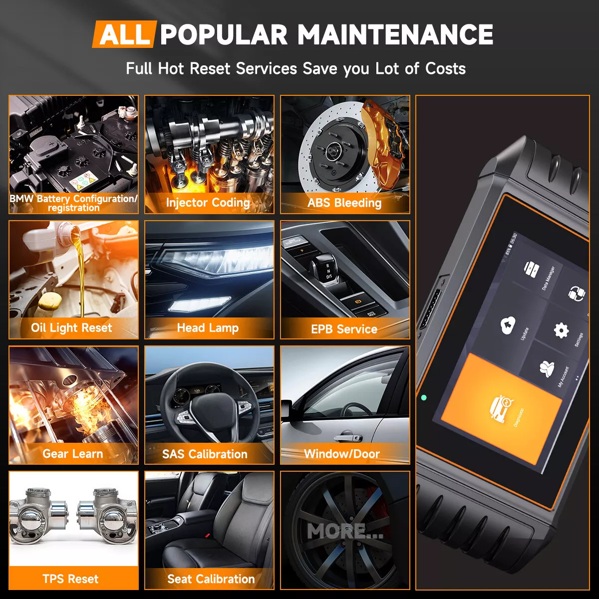 Foxwell GT30 for BMW OBD2 Scanner Automotive Bi-Directional Control Scan Tool, All System Active Test OBD2 Scanner, Full System Car Scanner 11 Hot Reset Services Car Code Reader Auto Analyzer