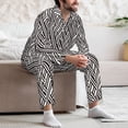 thumbnail image 7 of Honeii Black White Stripes Pattern Mens Pajamas Set,2pcs Men's Lounge Long Sleeve Sleep Shirt and Pajama Bottoms Sleepwear Set,Mens Pjs Sets-Large, 7 of 7
