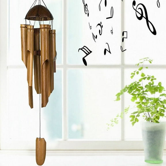 WEISIPU Wind Chime Bamboo & Coconut X-Large Windchime Chunky Hanging Garden Decoration