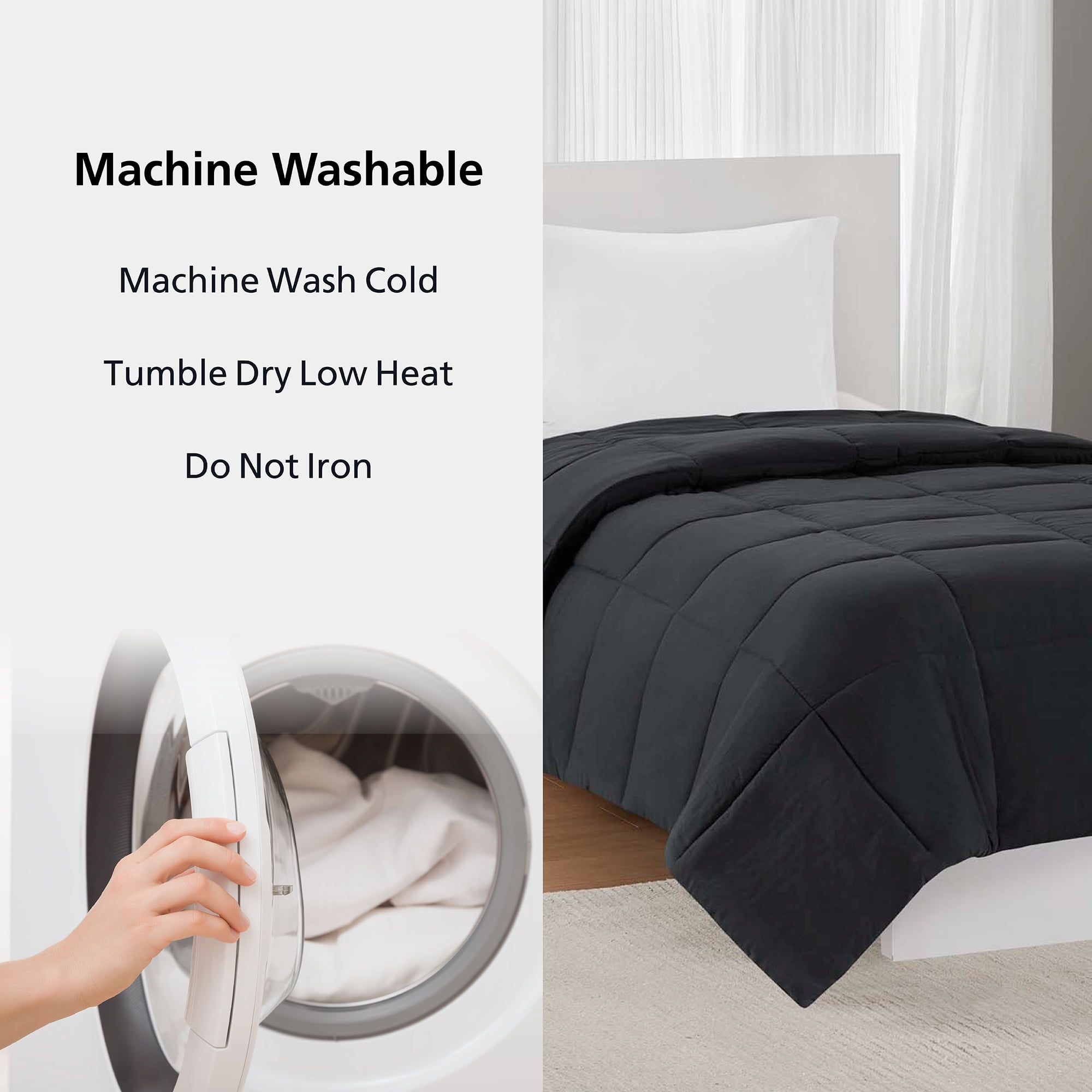 Mainstays Twin/Twin XL Down Alternative All-Season Comforter, Black