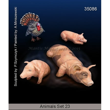 - Mantis Miniatures 1:35 Animal Set #23 Turkey and Hogs - Resin Figure Kit #35086