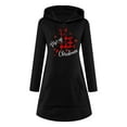 thumbnail image 6 of Womens Christmas Casual Solid Color Printing Pullover Hooded Pocket Long Sleeve Dress Sweatshirts, 6 of 6