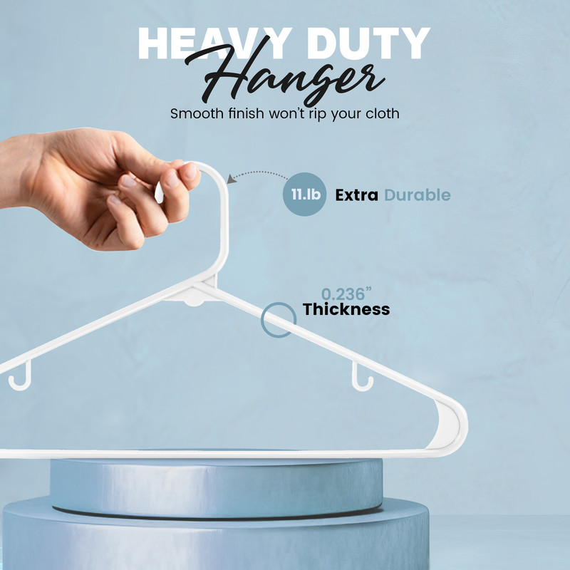 Utopia Home 100-Pack White Plastic Hangers with Hooks – Durable & Space-Saving