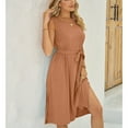 thumbnail image 3 of Defitshape Women's Midi Dresses Sexy Sleeveless Sundress Side Split Summer Date Night Fall Spring High Waist Dress Khaki Large, 3 of 4