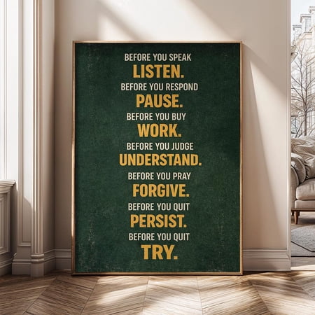 Before You Speak Listen Motivational Quote Inspirational Self Growth Mindset Poster