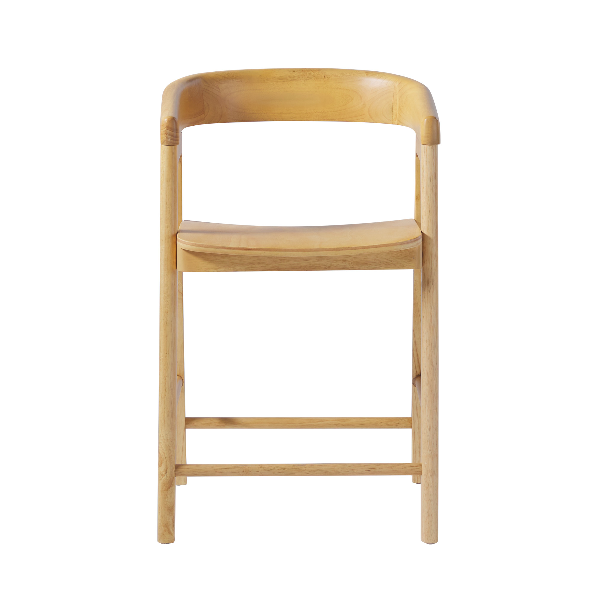 Walker Edison Modern Solid Wood Rounded Back Counter Stool, Natural