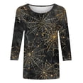 thumbnail image 4 of VKOYWKM Womens Halloween Tops 3/4 Sleeve Spiderweb Print Halloween Theme Blouse Loose Fit Crew Neck Fall Tshirt Halloween Gifts for Women, 4 of 4