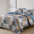 thumbnail image 2 of Juego de edredón WONGS BEDDING, estilo bohemio, tamaño king, azul, patchwork a cuadros, 2 of 7