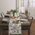 thumbnail image 3 of Vintage Pink Hibiscus Flower White Table Runner Home Wedding Table Flag Mat Centerpieces Decoration Party Dining Long Tablecloth, 3 of 6