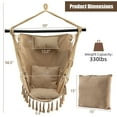 thumbnail image 2 of Gymax Hammock Chair w/ Soft Pillow Cushions Pocket Hanging Rope Swing Steel Bar Beige, 2 of 10