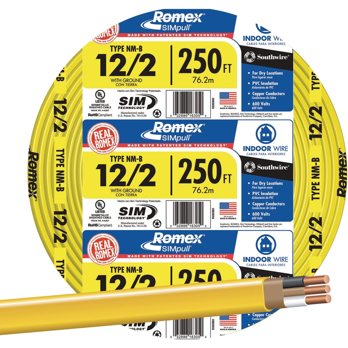 unico ROMEE 約120x180cm Southwire Romex Brand 600 Watt SIMpull Type NM-B Sheathed