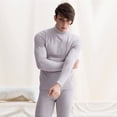 thumbnail image 3 of Conjunto de ropa interior térmica de cuello medio alto para hombre de otoño e invierno Ropa y pantalones de cuello medio alto con forro polar Ropa interior térmica de papá, 3 of 6