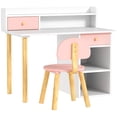 thumbnail image 1 of Pink MDF Study Table and Chair Set for Ages 3-8 | Expansive 33.5" Desk with 2 Drawers & Shelves | Safe Rounded Corners | Promotes Organization & Good Posture | 28.7" H, 1 of 7