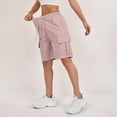 thumbnail image 7 of Cyglowse 2025 Cargo Shorts Women Bermuda Shorts Summer Quick Dry High Waisted Long Shorts Drawstring Knee Length Plus Size Ladies Hiking Shorts with Pockets Pink XL 8" Inseam, 7 of 7